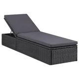 VidaXL Lounge Gecapitonneerde zitting Polyrattan, Staal Zwart, Grijs
