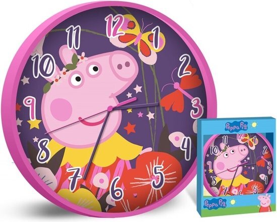 Nickelodeon Wandklok Peppa Pig - 25 Cm - Roze / paars