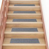 VidaXL Trapmatten zelfklevend 30 stuks 76x20 cm lichtgrijs rechthoekig