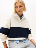 Tommy Hilfiger Dames GOLD BTN RUGBY FLEECE SWTSRT WW0WW48785 Pullover Sweatshirt, BEIGE (Calico), XXL
