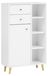 Armoire haute, blanc mat, 60,2 x 33 x 113,4 cm, 1 porte, 2 tiroirs, 4 étagères