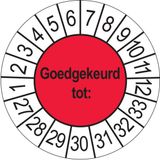 Merkloos / Sans marque Ricard Keuringsstickers Goedgekeurd tot 2027 | 50 stuks, Ø 35 mm | Rood