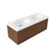 Saniclass Holz Frame Badkamermeubelset - 120x45x43.5cm - Palermo keramische wastafel wit - 2 wasbakken - 2 kraangaten - 1 lade - mat walnut pure (hout) SW1420774/SW24921