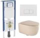 Geberit QeramiQ Dely Swirl Toiletset - 36.3x51.7cm - Geberit UP720 Duofix Sigma inbouwreservoir - slimzitting - glans witte bedieningsplaat - rechthoekige knoppen - mat beige