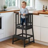 COSYLAND Montessori Leertoren voor Kinderen vanaf 18 Maanden, Stabiele en Kantelveilige Constructie (zwart)