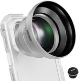 NEEWER 65 mm HD-telefoonlenzen met lenskap (zilver), 1,7-voudige zoomlens accessoires voor 17 mm schroefdraad, beweegbare kooi en beschermhoes, compatibel met iPhone en Android, LS-66