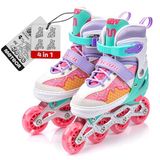 meteor® Inline Skates 4 in 1 voor Kinderen Jeugd Volwassen - Ideaal voor Jongens en Meisjes - Instelbare Maat