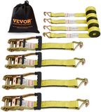 Vevor Set van 4 Spanbanden 0,05 X 4,6 M Spanband 2268 Kg Ratelspanband Polyesterband En Koolstofstalen Haakbevestigingsband Ratelspanband Ideaal voor Motorfietsen Fietsen Kajaks UTV Boten ATV