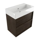 Saniclass Holz Frame Badkamermeubelset - 80x45x72cm - Legend keramische wastafel wit - 1 wasbak - zonder kraangat - 2 lades - mat eiken charcoal (hout) SW1578589/SW1382545