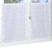 Atout Ciel Paar bedrukte gordijnen, zilverkleurig, met lus, klaar om op te hangen, 2 x 60 x 120 cm, wit