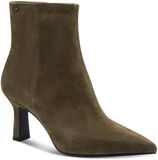 Tamaris Dames Enkellaarsje 1-25358-45 Groen Leer Kitten Heel Puntige Neus Ritssluiting