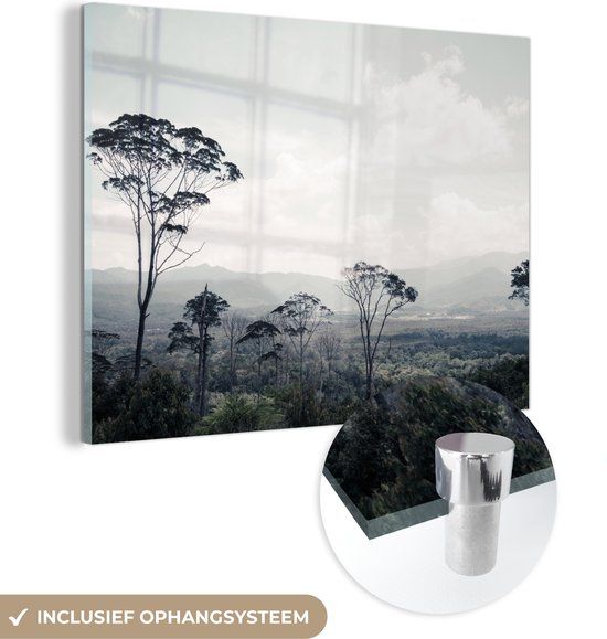 MuchoWow® Glass Painting 40x30 cm - Acrylic Glass Painting - Trees - Sky - Nature - Photo on Glass - Paintings