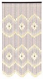 Unyqoos® Rideau de perles en bois 90 x 175 cm – Décoration de porte faite à la main en bambou et bois, 31 brins, beige/marron, moustiquaire et séparateurs de pièce