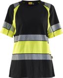 Blåkläder 3410-1030 High Vis T-shirt Korte Mouw Dames Zwart/High Vis Geel M
