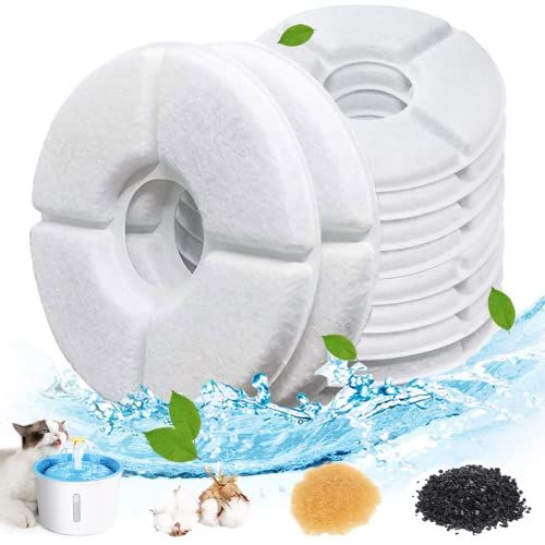 Dhohoo Kattenfonteinfilters [10 stuks] Kat Drinkfontein Filter Kat Fontein Vervangingsfilter Kat Hond Drinkfontein Rond 22.5L Drinkfontein Filter,wit