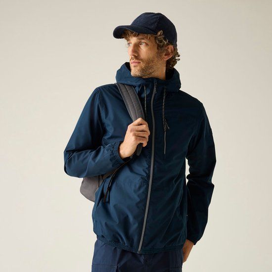Regatta Heren Shorebay Marl Lichtgewicht Waterdichte Jas met Capuchon Blauw Maat M