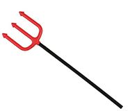 Atosa Duivel Trident/drietand vork - 51 cm - rood - plastic - Halloween verkleed accessoires