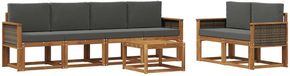 vidaXL - Banc en bois d'acacia - Ensemble de salon - 6 places - Naturel et anthracite