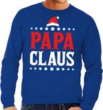 Bellatio Decorations Foute kersttrui - Papa Claus - blauw - heren - kerst sweater - voor vaders XL