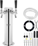 VEVOR Dubbele kranen tap biertorendispenser, roestvrij stalen vaatje biertoren, kegerator torenkit met voorgemonteerde slang en zelfsluitende kraanschachten voor feest, bar, pub, restaurant