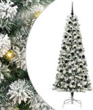vidaXL Kunstmatige Hinged Kerstboom 300 LED's Groen en Wit 210 cm