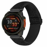 By Qubix - Elastische Solo Loop nylon bandje - Zwart - Geschikt voor Garmin Instinct E - 40mm