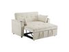 OKWISH Slaapbank - 137x83x80 cm - Vouwbare Slaapbank Met Drankhouders - Geschikt Voor Woonkamer En Slaapkamer - Fluweel - Beige