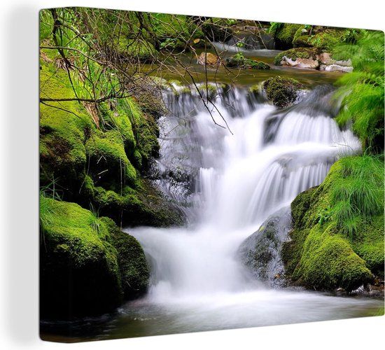 OneMillionCanvasses Canvas schilderij 160x120 cm - Waterval - Multicolor - Modern