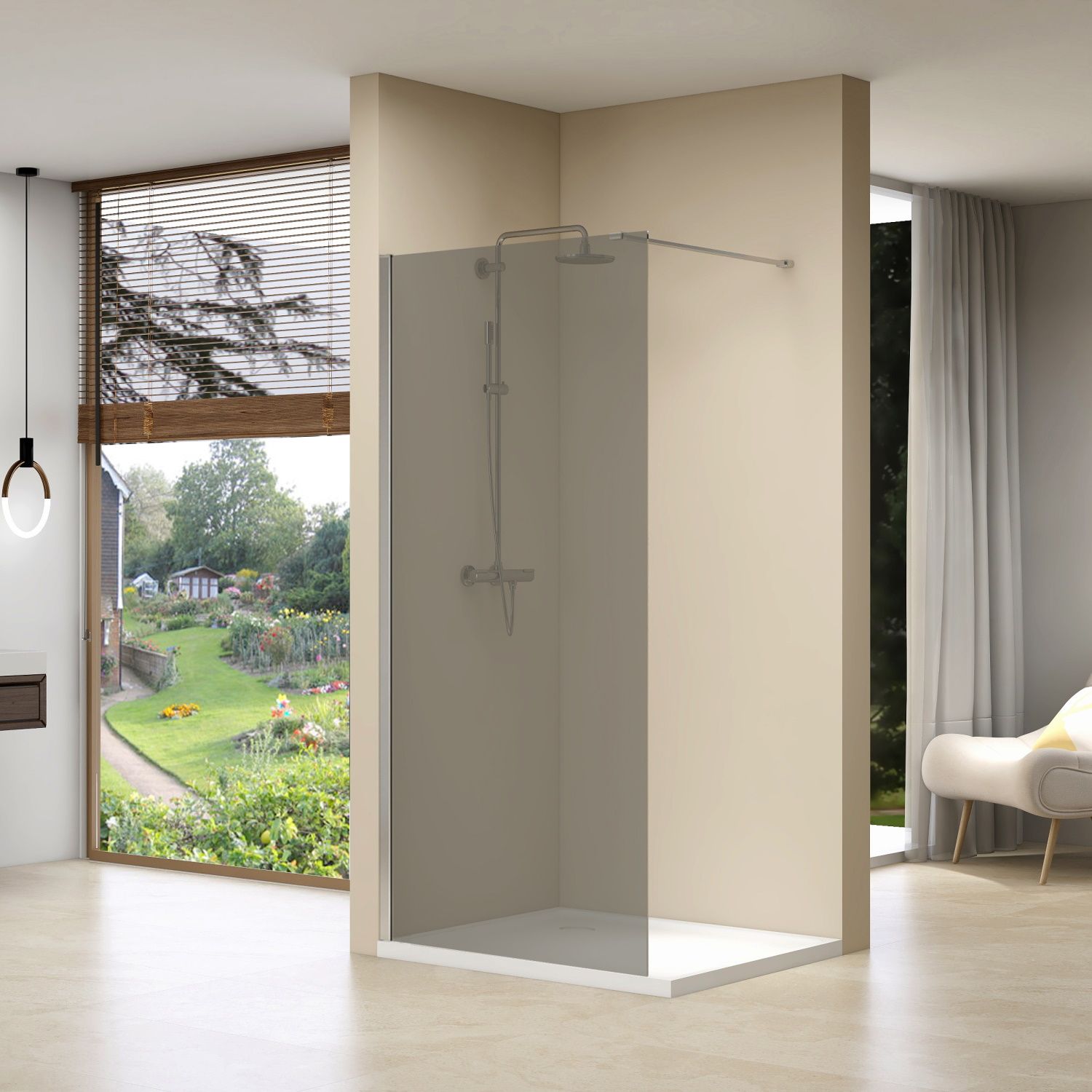 van Rijn Inloopdouche ST01 90x200 cm Rookglas 8 mm Chroom