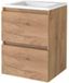 Basic-Line Start 46 Badkamermeubelset - 50 x 46 cm - Greeploos - 2 Lades - Acryl Wastafel - 1 Kraangat - Whisky Oak