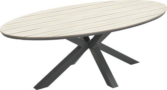 Garden Impressions Edison Oval Dining Table - 220x115 cm - Brown/Anthracite