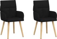 vidaXL Eetstoelen 2 stuks Stof Zwart 60 x 56 x 93 cm