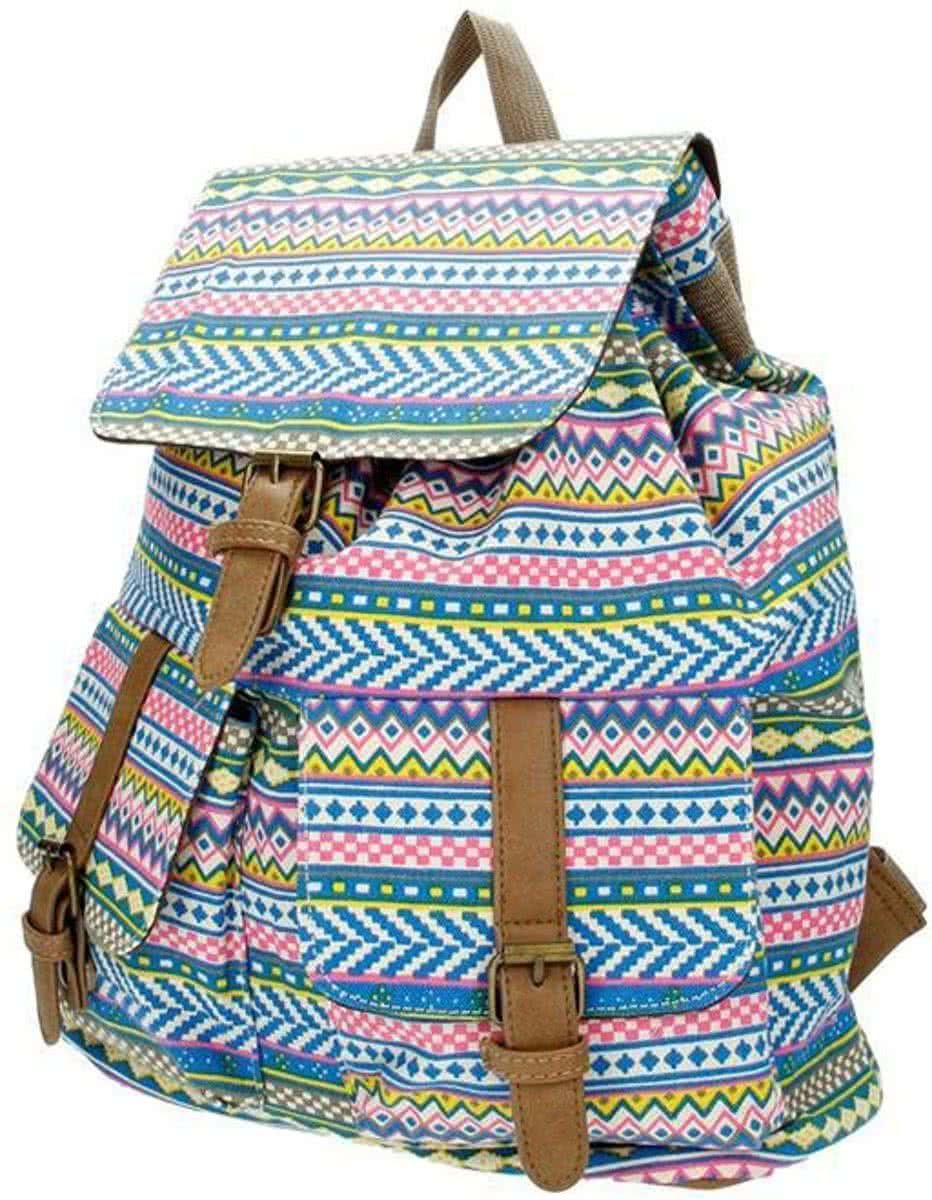Beagles Canvas Rugzak Neon Aztec - Blauw