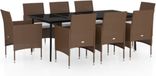 vidaXL Ensemble de jardin 9 pièces marron et noir avec coussins