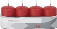 Trend Candles Bougies cylindriques/bougies en forme de tronc - set 4x - rouge - 5 x 8 cm - 18 heures de combustion