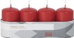 Trend Candles Bougies cylindriques/bougies en forme de tronc - set 4x - rouge - 5 x 8 cm - 18 heures de combustion