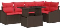 vidaXL Tuinbank - Set - 6 - st - Bruin - en - Rood - poly - rattan