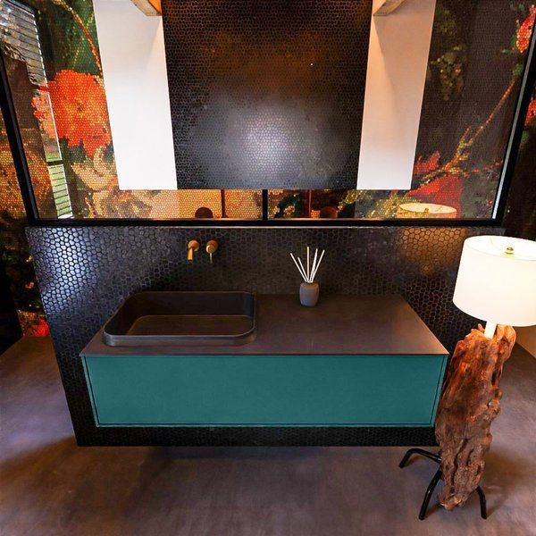 Mondiaz ERIN 120cm badmeubelset onderkast Smag met 1 lade Wastafel RIDGE links Urban ERIN11196