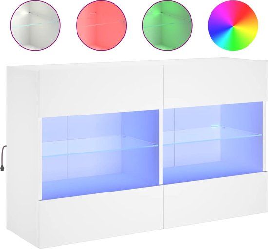 vidaXL Tv-wandmeubel met LED-verlichting, 98,5x30x60,5 cm, Wit