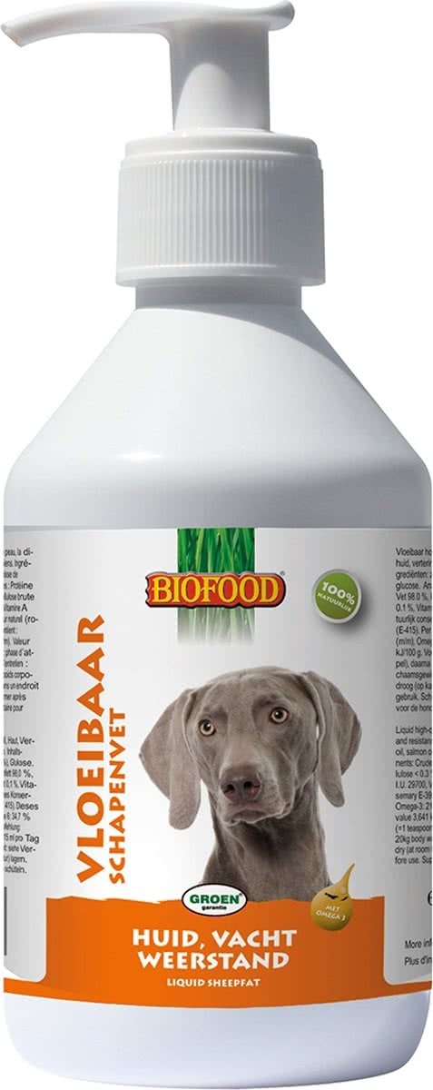 BIOFOOD Vloeibaar Schapenvet Hond Voedingssupplement 250 ml
