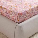 NOUS Living katoenen gebloemd hoeslaken (tot 25 cm) - roze