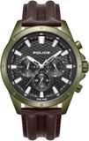 POLICE ILG of Switzerland AG Horloge Malawi Heren Polshorloge Leer Bruin Zwart 43mm