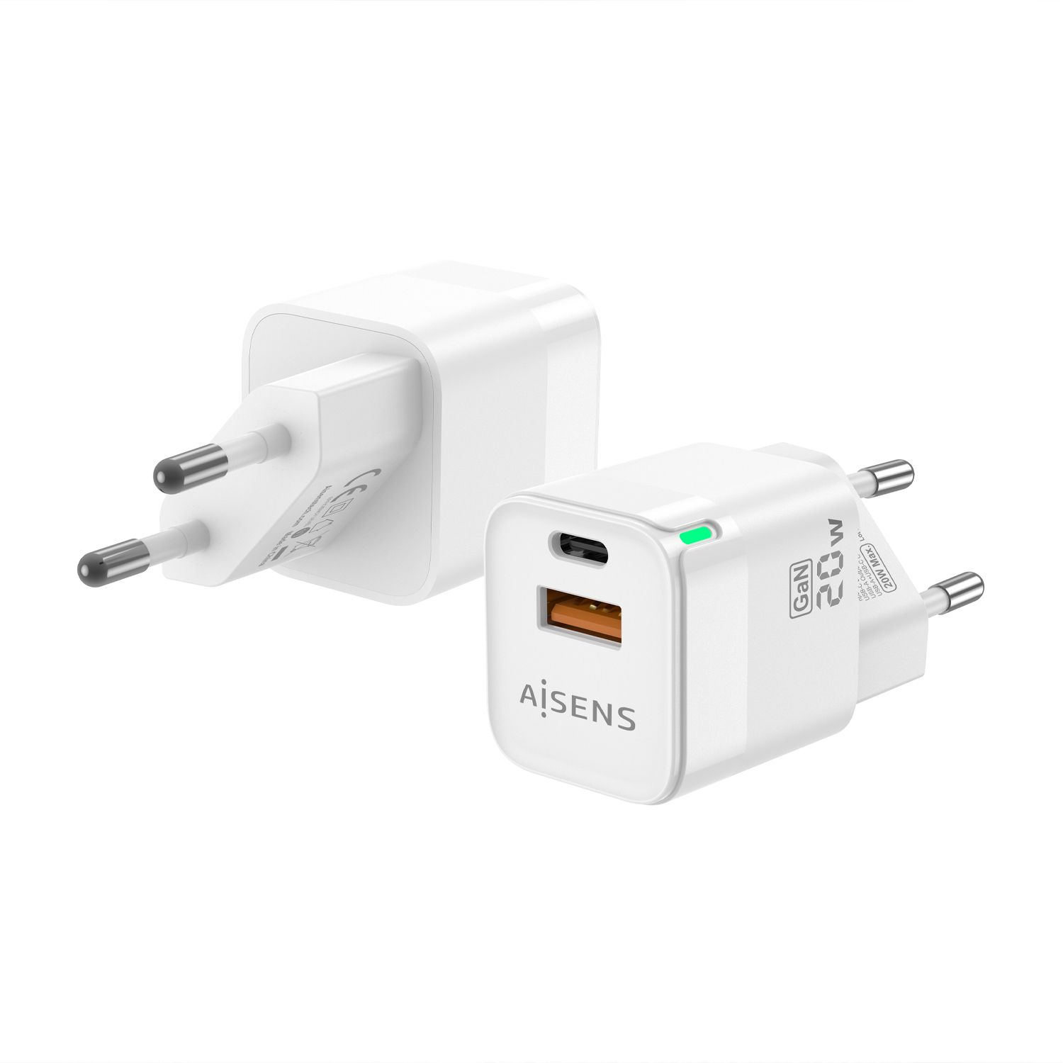 AISENS ASCH-20W2P002-W - USB-C 20W Snellader - Wit
