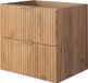 3xE living Meuble vasque suspendu Flow 60 cm, chêne artisanal, poignées dorées