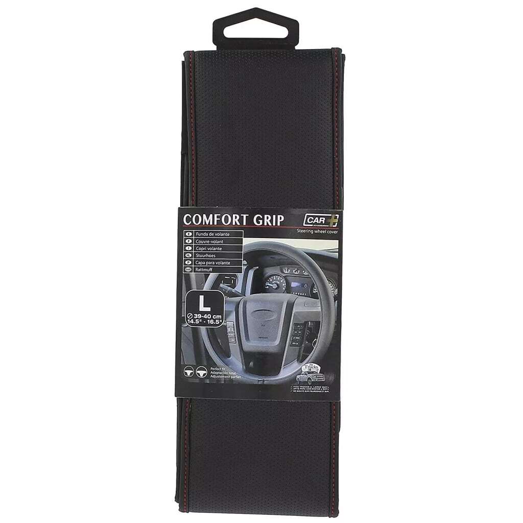 Car Plus stuurhoes Comfort Grip Vent uni kunstleer zw/rd 39-40 cm