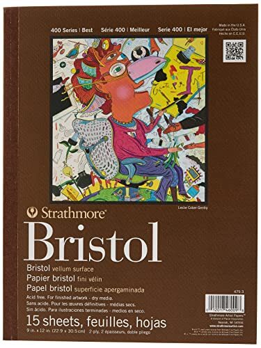 Strathmore STR-475-3 15 vel Bristol Vellum Pad, 9 bij 12", Papier, Wit, 9"X12"