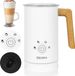 Zeegma Milkee Mousseur à lait électrique 240ml - 500W - 4 modes de mousse, écran tactile, revêtement antiadhésif, pour café et boissons lactées - Chauffage et moussage du lait avec finition bois moderne