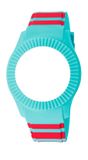 Watx&colors COWA3089 Mannen Polshorloge - Groene Siliconen Band, Blauwe/Multi/Rode Kast, Mineraalglas, Quartz Uurwerk, 5 ATM