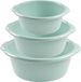 Forte Plastics Voordeelset multifunctionele kunststof ronde teiltjes mintgroen in 3-formaten - 10-15-25 liter inhoud