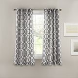 Lush Decor Edward Trellis Gordijnen Kamer Verduisterend Grijs Raampaneel Set voor Living, Dining, Slaapkamer (Paar), 63" L